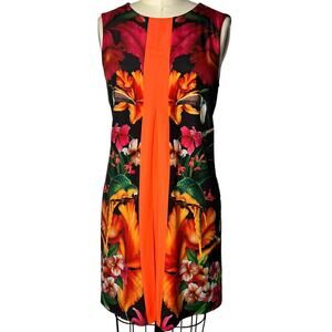 Ted Baker Tropical Sew in Love Toucan Parrot Shift Dress Size 4